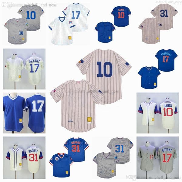 Classic Retro 1969 Baseball Ron Santo Jersey Throwback Kris Bryant Greg Maddux Jerseys Breathable Sport Shirt