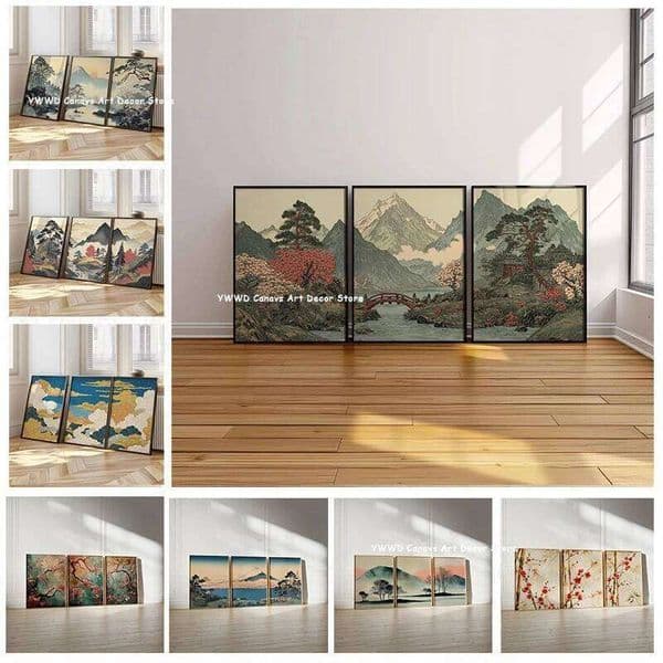 3pcs/set Japanese Mountain Zen Canvas Prints Forest Landscape Wall Art Posters Suitable for Modern Home Decor Gift J260520