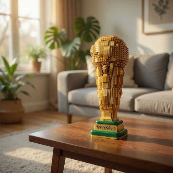 New 1642pcs Mini Football Trophy Bricks 3D Model Creative Micro Building Blocks Desktop Ornament Collectible Gift Soccer FansJ260520