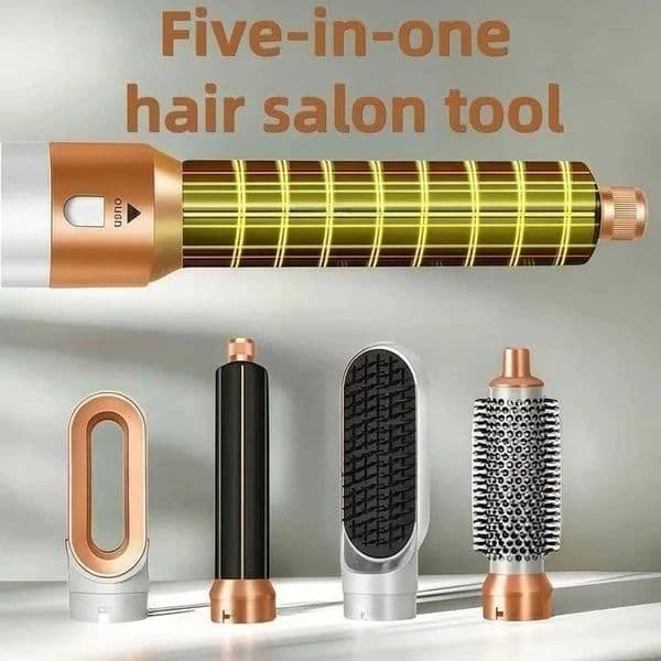 5-in-1 Electric Hair Dryer Comb Set with Negative Ion Straight Curler Brush Portable Blow Dryer with Removable Brush forFastHair T260520HRSX