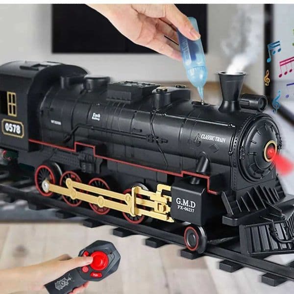 Simulation Classical Steam Train Remote Control Electric Stepless Speed Smoking Train Childrens Toys for Boys RailwayZHR260520