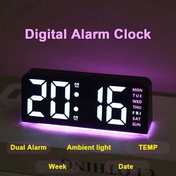7 LED Digital Alarm Clock Table Clock Three-Level Adjustable Brightness Dimmer/Dual Alarm/Temp/Date/Night Light for Bedrooms C260520