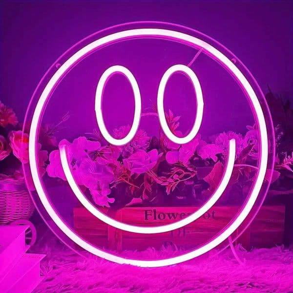 Creative Happy Face Neon Sign Perfect for Home/Rooms/Bar/Cafe Ornaments Presents Suitable for Wedding/Graduation/Party Display H260520