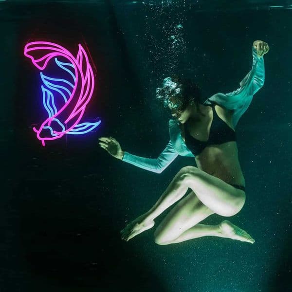Koi Fish Neon Sign Dimmable LED Neon Light Sign For Room Party Shop Club Bar Game Room Decor Birthday Art Wall Decor Gift H260520