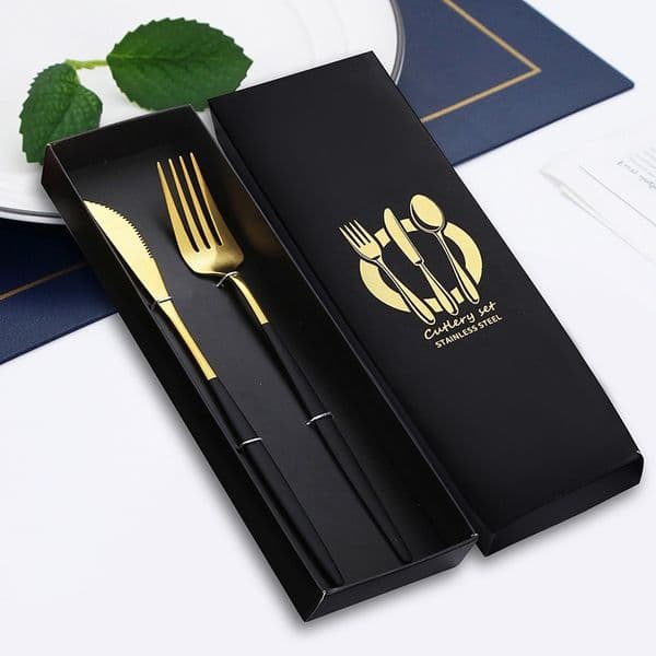 Luxurious stainless steel tableware set (2-piece) Portable spoons and forks set, suitable for travel, camping, restaurants and Western table decoration