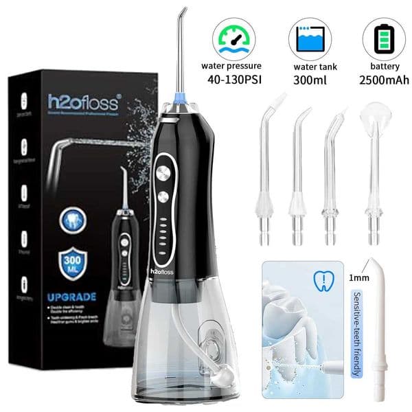 H2ofloss Cordless Water Flosser 140I 5 Modes 5 Ti 300ml 2500mAh USB Rechargeable Portable Oral Irrigator for Teeth Cleaning T260520