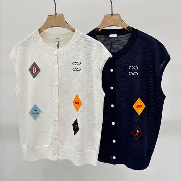 Women Designer Plaid Vest Buttons Embroidery Street Unisex Knitted Singlets Summer Casual Breathable Vests