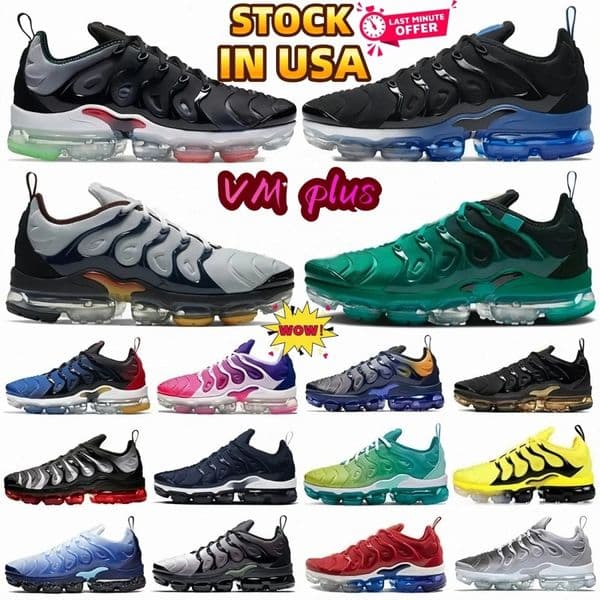 with box White Platinum Vm Running Shoes Designer Shoes Plus Tns Tnss Sneakers Triple Black Tuned Full Length Cushion Trainers Sunset Gradient Neon Pu D91c#