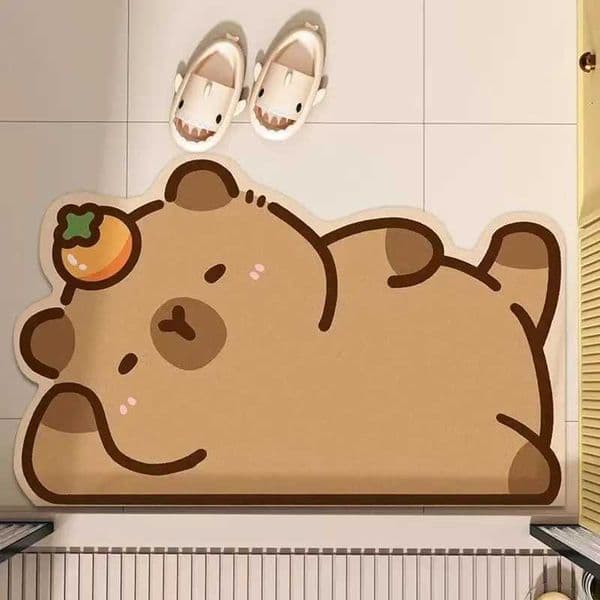 Bathroom absorbent non-slip foot pad cute cartoon household diatom mud floor mat quick drying entry toilet anti-dropZHR260520