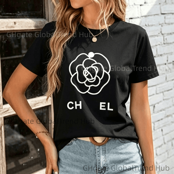 designer clothes women dress Women's cotton printed t stylish casual short sleeved round neck shirt suitable for vacation trips and daily street style