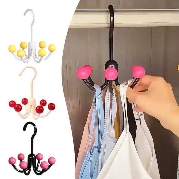 Multifunctional Home Clothes Hanger Portable Dopamine 360Rotating Hook With 6 Balls Space Saving Scarf Tie Display Rack C260520