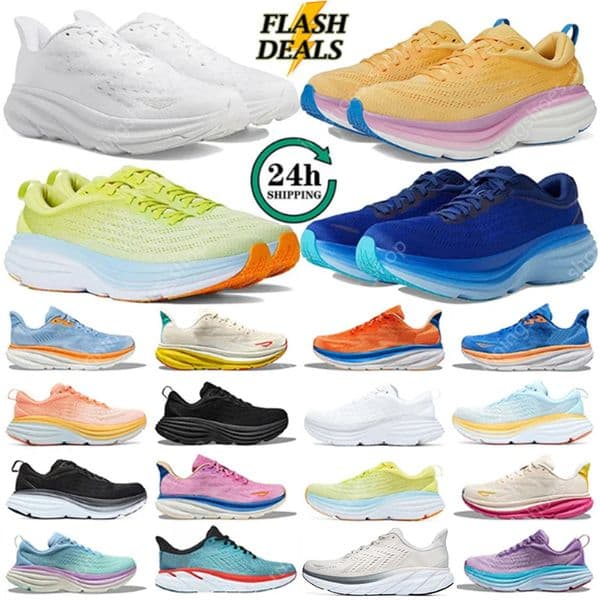 Wholesale Designer Running Shoes Bondis 8 Clifton 9 Cliftons Sneakers for Mens Women triple Black White Blue Sand Outdoor Sports Hiking Trainers Size EUR 36-45