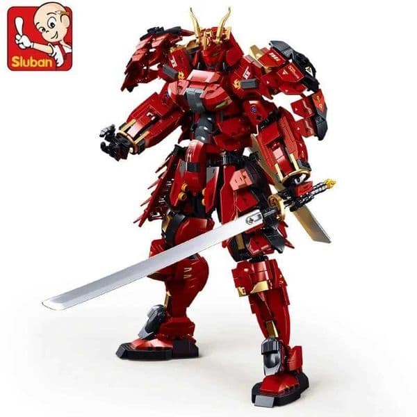 Sluban 923PCS Flame War Warrior Mecha Building Blocks Mech Figure Model Bricks Desktop Decoration Display DIY Toy For Boys GiftsL260520HAR1
