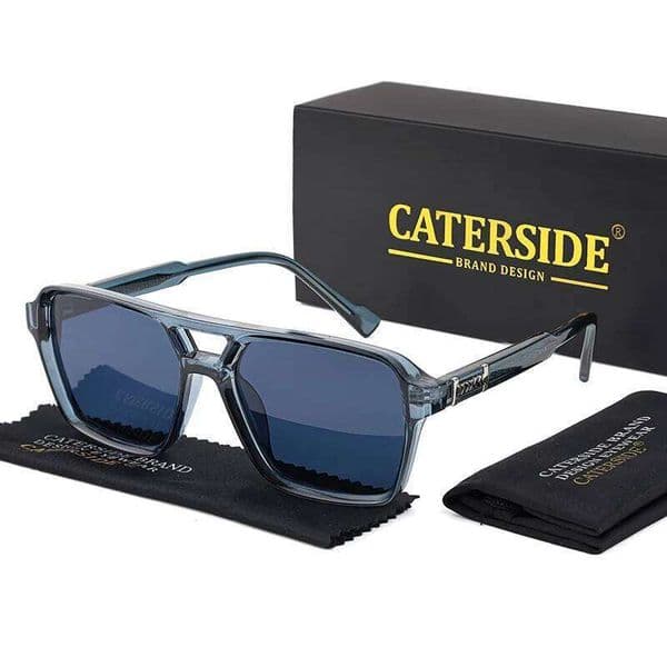 CATERSIDE Retro Square Sunglasses Men Punk Flat Top Double Bridge High Quality Sun Glasses for Women Party Festival Gifts 26W0520