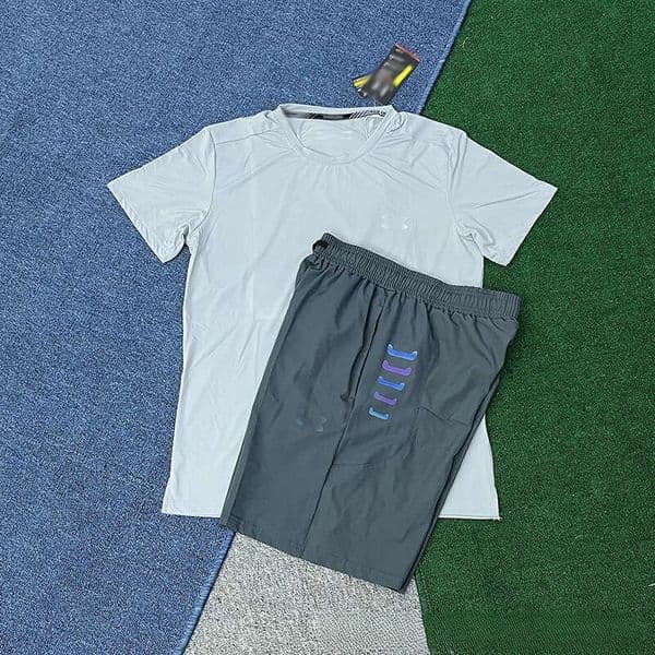 Under Armou Shirts Mens Designer Clothes Tshirt Tracksuit Ice Silk Quick Dry Sports Short Sleeve T-shirt Set For Men Summer Breathable Casual Round Neck Top