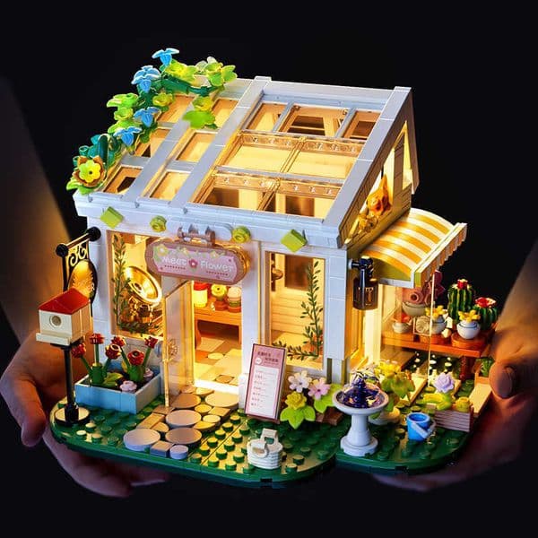 Building blocks for children educational assembly toy sunshine flower house model house construction toy gift for boysL260520R8P9