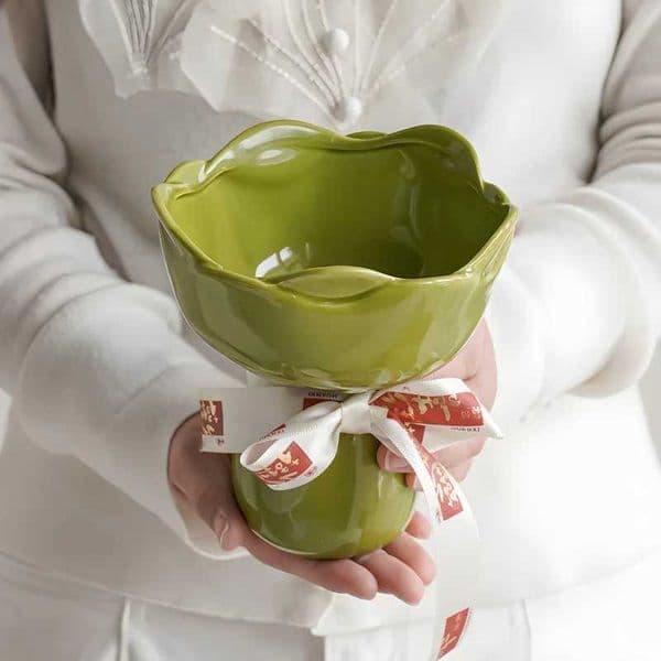 Ceramic Vase Rose Flower Shaped Vase Desk Decorati Flowers Bouquet for Home Girding Decorative Floral Vases Room Aesthetic Decor L260520