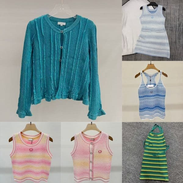 Designer Striped Knitwear Women Contrast Color Knitted Vest Summer Chic Charm Slim Fit Knits Elegant Cardigans