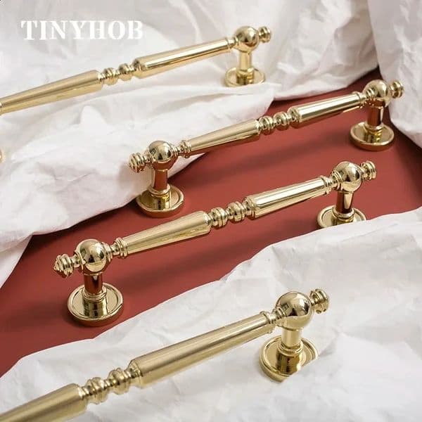 Bright Gold Solid Cabinet Handle and Knob Brass Drawer Knobs T Bar Bedroom Kitchen Cupboard Hardware Bathroom Furniture 260519