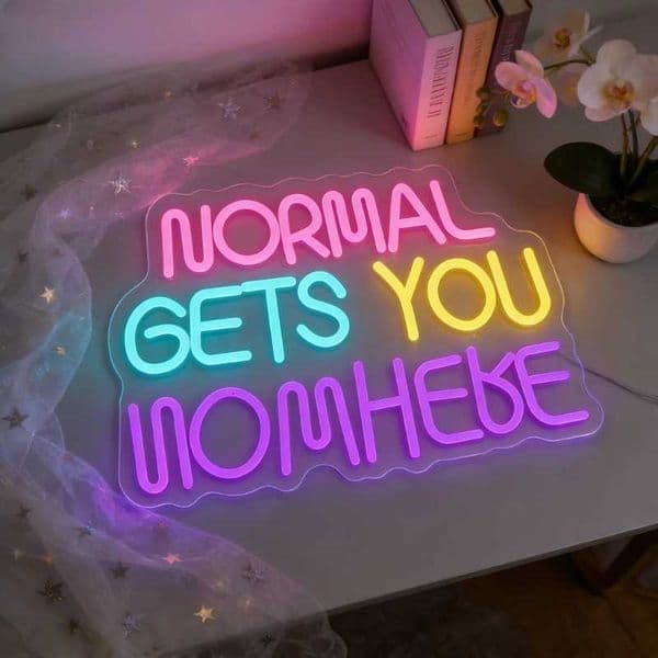 Normal Gets You Nowhere Neon Sign LED Night Light USB Aesthetic Room Decor Lamp for Bedroom Living Room Dorm Office Gift H260520