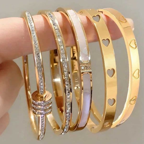 ZAKOL New Buling Pink Crystal Zirconia Stainless Steel for Women Versatile Stackable Jewelry Waterproof Bangle Gift H260520