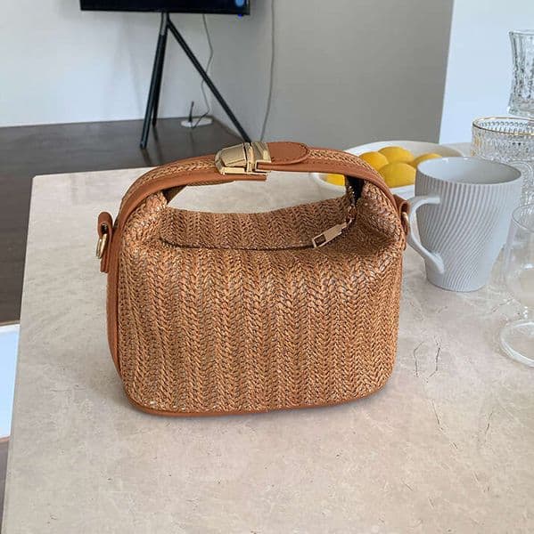 Korean Dongdaemun ins woven straw small casual women's handbag shoulder crossbody bag summer new model