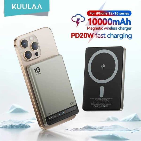 KUULAA Magnetic Power Bank 10000Ah Wireless Portable charger 20W Fast Charging For magsafe For iPhone 16 15 14 Por Max PowerBank T260520