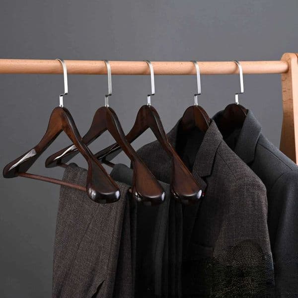 Premium Suit Hanger 4 PackWide Shoulder Smooth Finish Wooden Clothes HangersHeavy Duty Rack for ClosetClothing StoreDisplay C260520