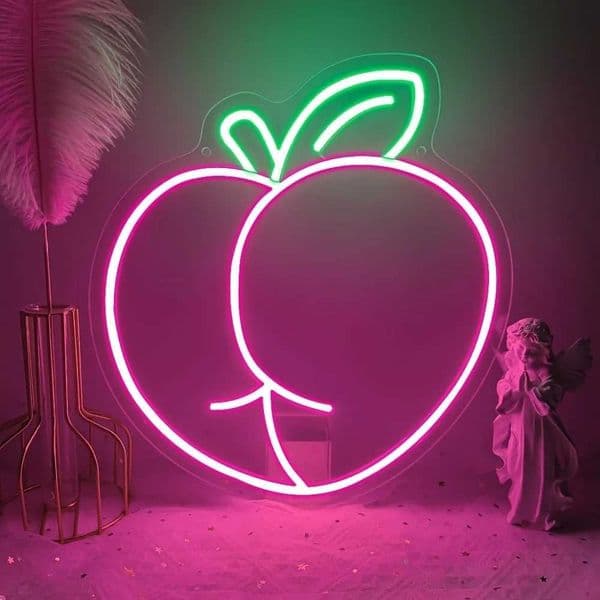 Peach Pattern LED Neon Sign Wall Art Decoration for Home Bar Bedroom Living Room Wall Art Light Decoration Ornaments H260520