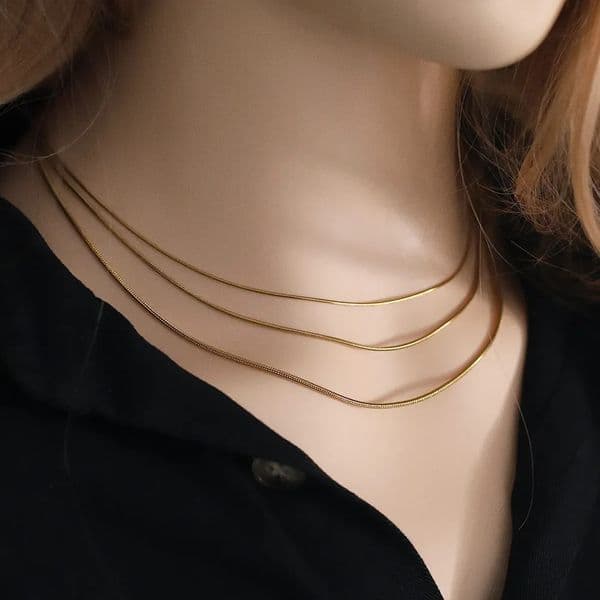 5pcs 09/12/15mm Gold Plated Snake Chain Necklace for Women Necklaces Fashion DIY Jewelry Wholesale Bulk Skeleton Adjustable260512