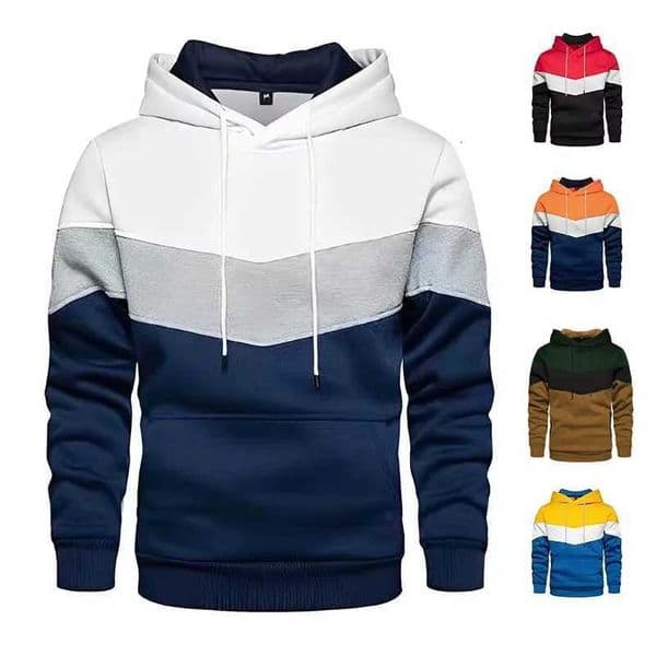 2025 New Mens Patchwork Hoodie Outdoor Casual Sportswear Street Fashion Mens Fleece Thermal Hooded Sweatshirt Fall Winter Coat L260519