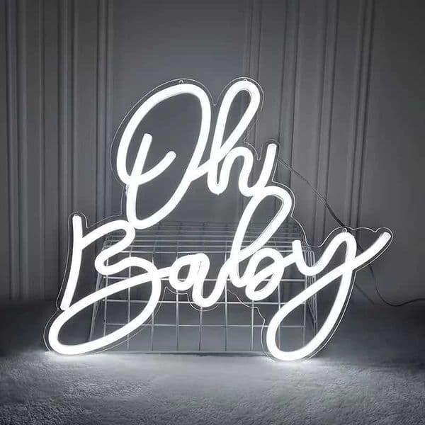 Alec Transparent Backboard Oh Baby Neon Light Indoor Baby Childrens Room Decoration English Letter LED Light H260520