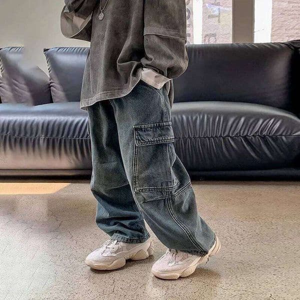 Children Jeans Spring Autumn Kids Baby Denim Side Pockets Toddler Loose Straight Pant Streetwear Boys Pants 26W0520