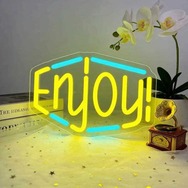 Enjoy LED Neon Sign Wall Art for Bedroom Home Office Cafe Shop Decor Inspirational Enjoy Life Positive Vibes Lighting Gift H260520