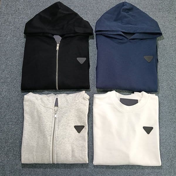 Designer Hoodies Triangle Badge NFC scan Thick Terry Cotton 420gsm zipper round neck for Men and Women sweatshirt