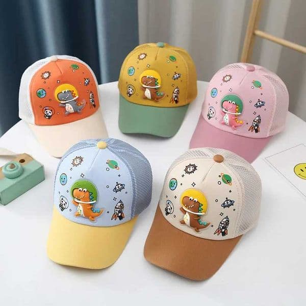 Cute Cartoon Dinosaur Baby Baseball Cap Summer Breathable Mesh Sun Hat for Toddler Adjustable Cotton Kids Sun Hats L260519KGYP