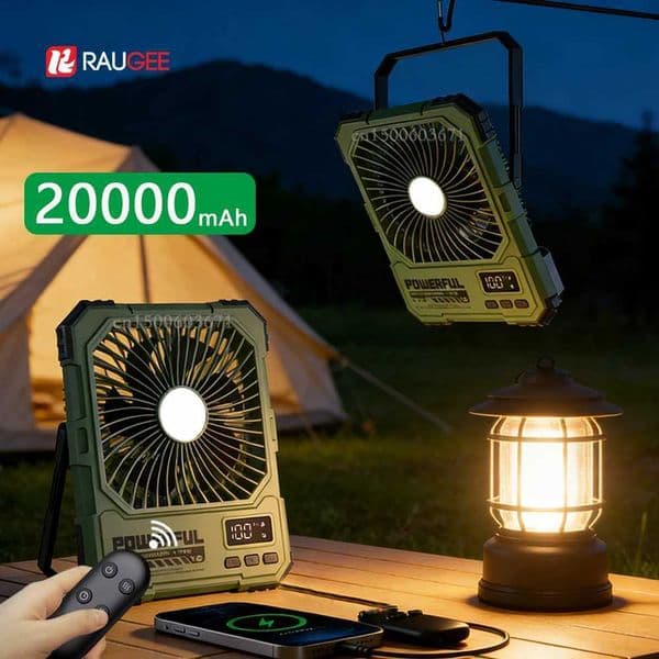 20000mAh Camping Fan Rechargeable Desk Card Fan Foldable Ceiling Tent With LED Light And Hook Quite Outdoor Camping Tent Fan T260520