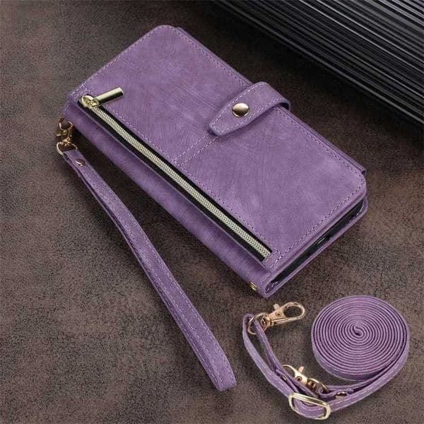 Phone Case for Samsun Galaxy S23 S24 FE S25 Ultra Edge S22 Plus A16 A06 A26 A36 A56 A15 A35 A55 Cover Zipper Wallet CrossbodyZHR260520