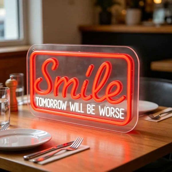 Smile TOMORROW WILL BE WORSE LED Neon Sign for Home Bar Restaurant Party Decor Motivational Humorous Wall Art Lighting Gift H260520