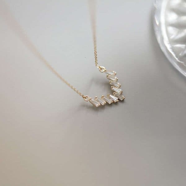 925 Silver V-Shaped Necklace For Women, Popular Ins-Style Dress Pendant, 14K Gold Plated, Light Luxury With Cubic Zirconia Inlay, Collarbone Chain