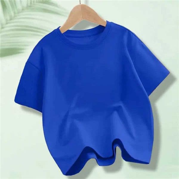 Childrens Cotton Short-sleeved T-shirt for Kids in Summer Solid Color Round-neck Tops for Boy GirlJ260520