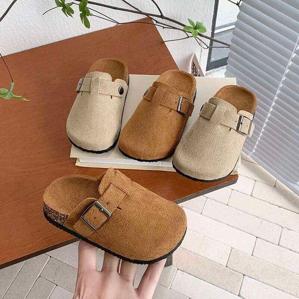 Spring Autumn Toddler Kids Boys Girls Suede Clog Slippers Adjustable Buckle Non-Slip Soft Sole Indoor Outdoor Daily Casual Wear W260520