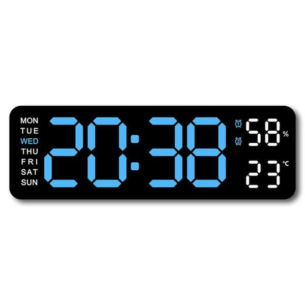 TIMESS 9 Digital Wall Clock with Temperature Humidity Weekday Display LED Desk or Wall Use C260520