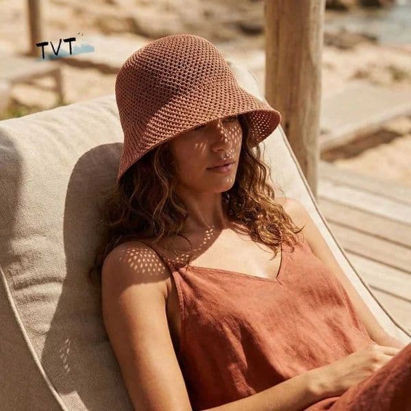 Retro Wide Brim Hollow Fisherman Cap Breathable Solid Color Sunshade Bucket Hat Mesh Portable Sun Beach Hat Travel C260521