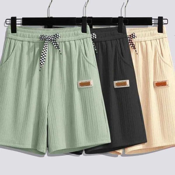 2025 Ice Silk Casual Shorts for Mens Summer Slim Loose ins Hanging Trendy Embroidered Straight Shorts Men Women M260521 M260520