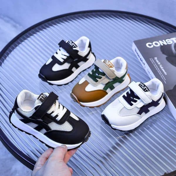 Retro Kids Sneakers | Breathable Mesh Non Slip cologne Soft Sole Easy Hook perfume And Loop Closure For Boys Girls 002