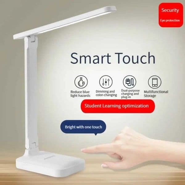 LED Touch Switch White Folding Desk Lamp Bedroom Bedside Study Reading Eye Care Night Lamp USB Plug-in Dimmable White Desk Lamp C260521