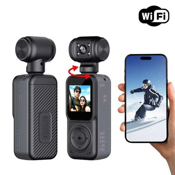 Action Camera Full HD 2K Video WiFi Pocket 180 Sports Camera Rotatable Direction Night Vision Function Bike Helmet Motorcycle T260521