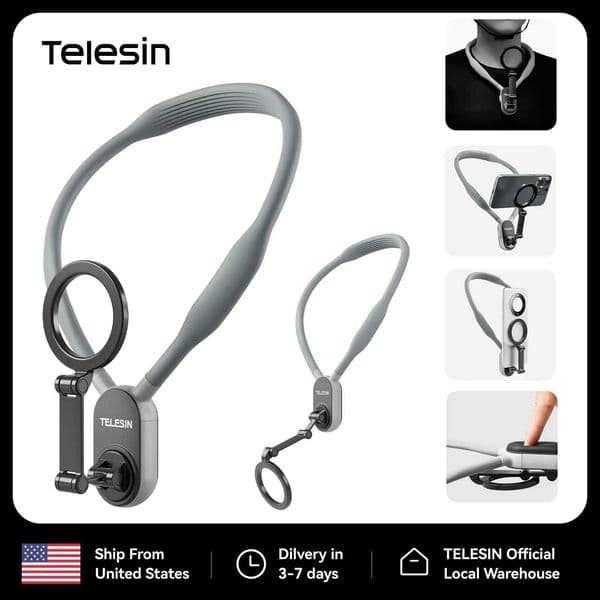 TELESIN Silicone Magnetic Neck Mount Quick Release Phone Stand for Iphone Magasafe SAMSUNG Universal Phone Holder T260521