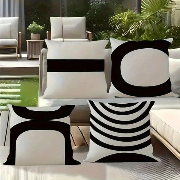 Pillow Case Black White MidCentury Modern Pillow Covers Geometric Decorative Throw Cases Minimalist Home Decor Cushion 260521
